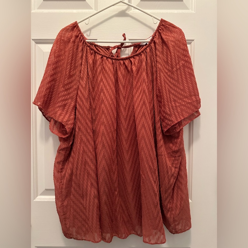 Lauren Conrad Women's Rust Color Top with tie at back. Size 3X